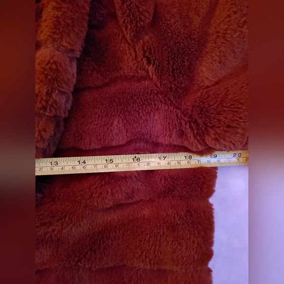 Woven Heart burnt orange faux fur jacket size M - Picture 2 of 10